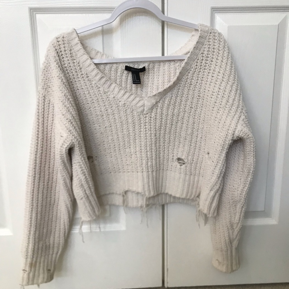 Forever 21 White Chunky Knit Sweater